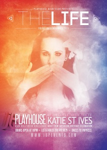 "Katie St Ives Birthday at Playhouse flyer image"