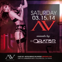 "AV Nightclub Saturdays feat DJ Orator event flyer 700x713"